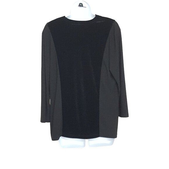 Judith Hart Womens Blouse XL Black Cowl Neck Long Sleeve Velour Inset - Picture 3 of 6